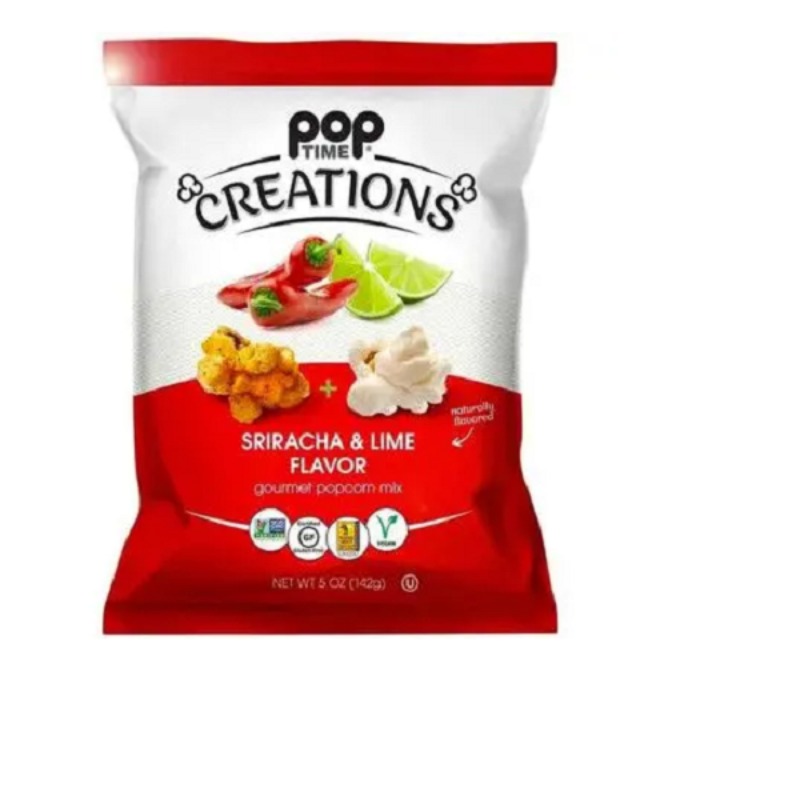 Poptime Creations Popcorn Sriracha Citron Vert Grand Format